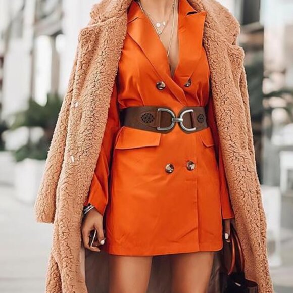 Vintage Women Stretchy Wide Belt Chunky Buckle Elastic Wide Waist Belts - Picture 2 of 5